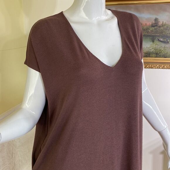 Wilfred Free Marcoux Brown V-Neck Oversized Mini Dress - Picture 3 of 14